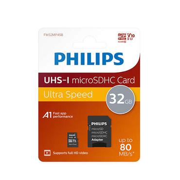 Philips micro SDHC 32 Gb, 80 Mb/s läs, inkl. SD-adapter