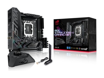 Asus ROG STRIX Z790-I GAMING WIFI, Intel LGA1700, PCI Express, Mini-ITX, 2xDDR5, 2xM.2 + SATA3 RAID, HDMI/TB4, USB-C, 2.5Gbe LAN, WiFi 6E, Bluetooth, Aura Sync RGB