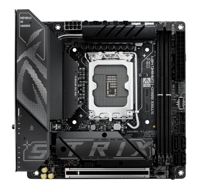 Asus ROG STRIX B860-I GAMING WIFI, Intel LGA1851, PCI Express, Mini-ITX, 2xDDR5, 2xM.2 + SATA3, HDMI/DP/TB4, USB-C, 2.5Gbe LAN, WiFi 7, Bluetooth 5.4, Aura Sync RGB