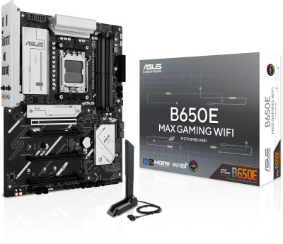 Asus B650E MAX GAMING WIFI, AMD AM5, ATX, 4xDDR5, 5xPCI Express, 3xM.2 + SATA3 RAID, HDMI/DP, USB-C, 2.5Gbe LAN, WiFi 6E, Bluetooth 5.3, Aura Sync RGB