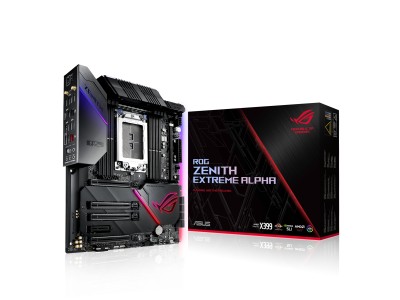 Asus ROG Zenith Extreme Alpha, AMD Socket TR4, X399, EATX, 8xDDR4, SLI/CrossFireX, 4xPCI Express, 3xM.2 + SATA3, USB-C, 10Gbe LAN, WiFi 5, Bluetooth, Aura Sync#1