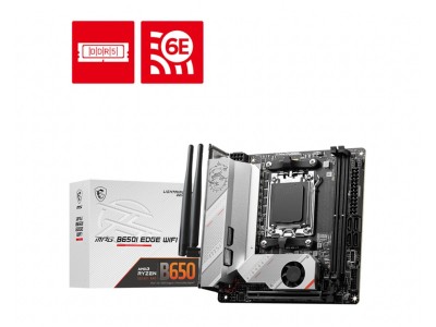 MSI MPG B650I EDGE WIFI, AMD AM5, Mini-ITX, 2xDDR5, 2xM.2 + SATA3 RAID, HDMI, USB-C, 2.5Gbe LAN, WiFi 6E, Bluetooth 5.2