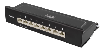 DELTACO Patchpanel, 8xRJ45, Cat6a, väggmonterbar, 10Gbps, svart
