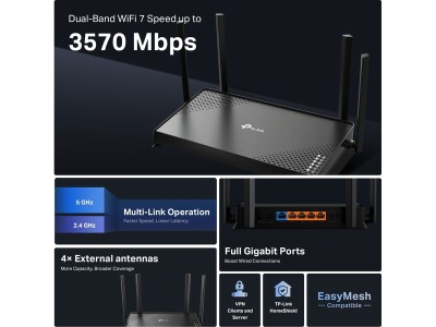 TP-Link Archer BE220 router BE3600,- dual-band, 4xlan, WiFi 7#4