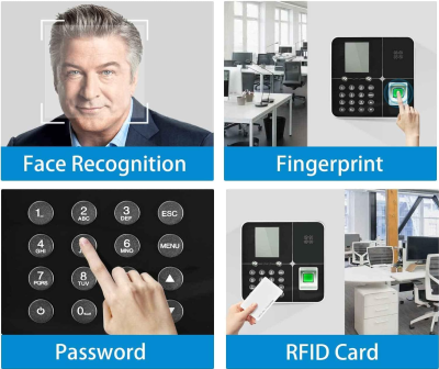 Stämpelklocka 4i1 närvaromaskin - utrustad m. ansiktsigenkänning, fingerskanning, RFID & lösenordsver. m. display,#2