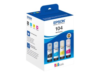 bläckpåfyllning till Epson EcoTank 104 multipack (Cyan, magenta, gul, svart)