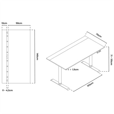 Arozzi Arena Nordico, elektriskt justerbart 71-115 cm - Svart#6