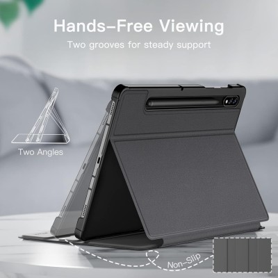 Fodral till Samsung Galaxy Tab S8 2022/S7 2020 11 Tums med S Pen Pennhållare, Smal Folio Stativ - Svart#2