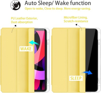 Fodral iPad Air 4/5 Gen (10,9 Tum) 2022/2020 (stöd för Pencil 2 ladd) fodral med automatisk vila/vakna och transparent baksida - Färg Gul#3