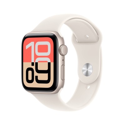 Apple Watch SE 3 GPS 44mm Stjärnglans Aluminiumboett med Stjärnglans Sportband - M/L