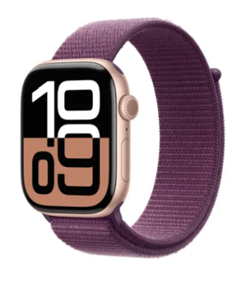 Apple Watch Series 10 GPS 46mm Roséguld Aluminiumboett med Plommon Sportloop