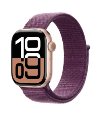 Apple Watch Series 10 GPS + Cellular 42mm Roséguld Aluminiumboett med Plommon Sportloop