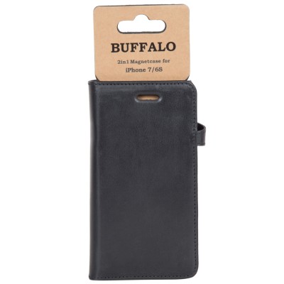 Plånboksfodral BUFFALO iPhone 6/7/8/SE(2020), 2-in-1 magnetskal - Svart#1