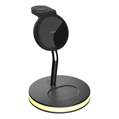 Deltaco 3-i-1 Magnetisk Trådlös Laddare, Telefon/tws/klocka, Led-ljus - Laddare