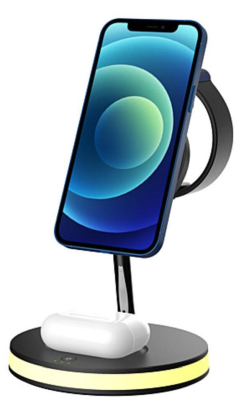 Deltaco 3-i-1 Magnetisk Trådlös Laddare, Telefon/tws/klocka, Led-ljus - Laddare#2