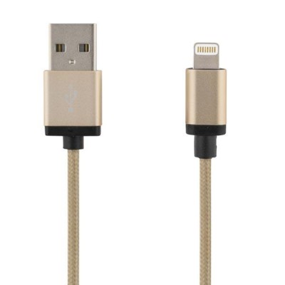 DELTACO PRIME USB - Lightning-kabel, MFi, Tygklädd, 2m, guld#2