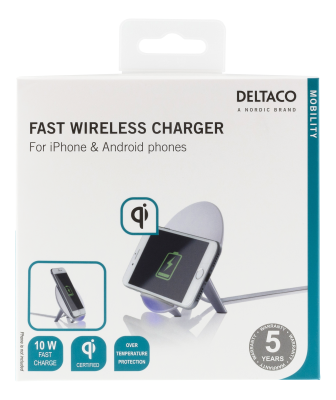 DELTACO Trådlös Snabbladdare för iPhone och Android, 10W, QI-certifier#5