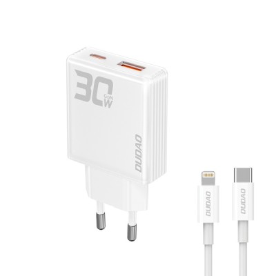 Dudao A30EU Adapter 30Watt 1xUSB-C 1xUSB-A (USB-C to Lightning kabel)