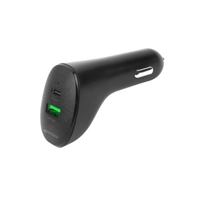 Essentials Car Charger, 1x USB-A 18W, 1x USB-C 20W, black