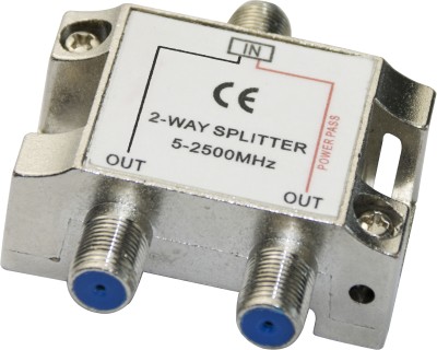 Deltaco 2-way splitter, F-connectors, 1 DC pass, ClassA