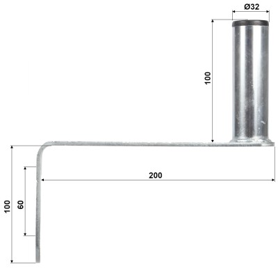 Väggfäste Vinkel med 32mm rör, Höjd 10 Cm, 20 cm från vägg#2