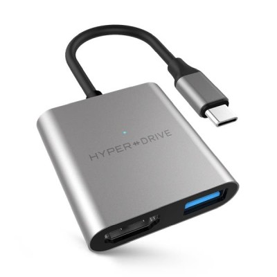 Adapter Hyperdrive 3-in-1, USB-C till HDMI/USB-C/USB-A, 4K - Rymdgrå / Kräver DP Active Mode#1