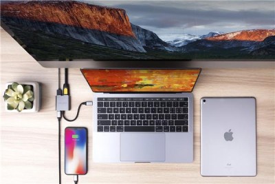 Adapter Hyperdrive 3-in-1, USB-C till HDMI/USB-C/USB-A, 4K - Rymdgrå / Kräver DP Active Mode#2