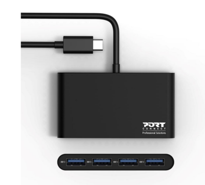 USB-C-hub Port Designs, 4xUSB 3.0, aluminium - Silver/vit#2
