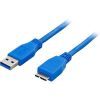 DELTACO USB 3.0 kabel, Typ A hane - Typ Micro B hane, 0,5m, blå#1