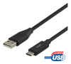 DELTACO USB-C till USB-A kabel, 2m, 3A, USB 2.0, svart#1