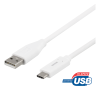 DELTACO USB-A till USB-C kabel, 2m, 3A, USB 2.0, vit#1