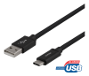 DELTACO USB-A till USB-C-kabel, 2m, USB 2.0, flätad, svart#1