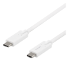 DELTACO USB-C - USB-C cable, 5Gbit/s, 5A, 2M, white#1