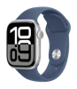 Apple Watch Series 10 GPS + Cellular 42mm Silver Aluminiumboett med Denim Sport Band - S/M