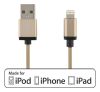 DELTACO PRIME USB - Lightning-kabel, MFi, Tygklädd, 2m, guld#1